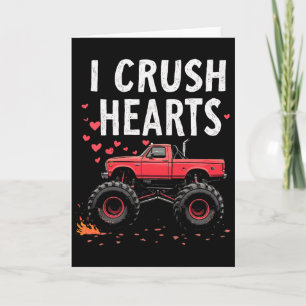 I Crush Hearts Monster Truck Valentine Boys Kids  Card