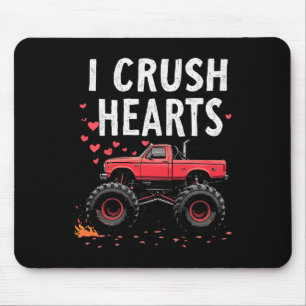 I Crush Hearts Monster Truck Valentine Boys Kids  Mouse Pad