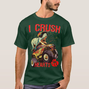 I Crush Hearts T Rex Dinosaur Riding Monster Truck T-Shirt