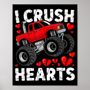 I Crush Hearts Valentine Monster Truck Boys Toddle Poster