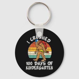 I Crushed 100 Days Of Kindergarten Bigfoot 100th D Keychain