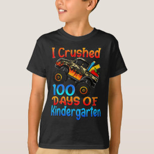 I Crushed 100 Days Of Kindergarten Monster Trucks  T-Shirt