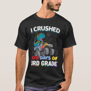 I Crushed 100 Days Of School 3rd Grade Love Dinosa T-Shirt