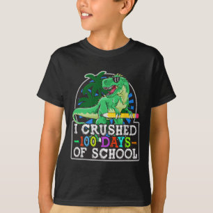 I Crushed 100 Days Of School Boys Dinosaur And T-r T-Shirt