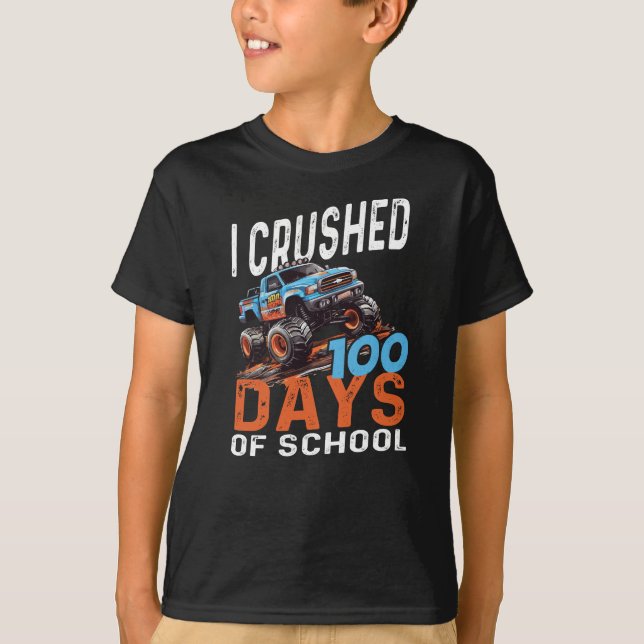 I Crushed 100 Days Of School Boys Kids  T-Shirt (Front)
