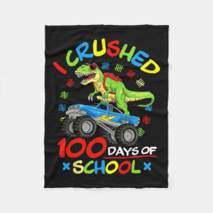I Crushed 100 Days Of School Boys Monster Truck  Fleece Blanket