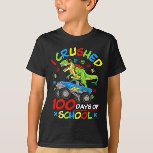I Crushed 100 Days Of School Boys Monster Truck  T-Shirt