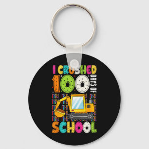 I Crushed 100 Days Of School Construction 100th Da Keychain