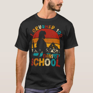 I Crushed 100 Days Of School Dinosaur Rex Boys Ki T-Shirt
