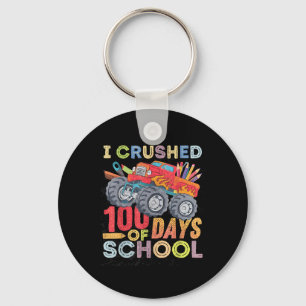 I Crushed 100 Days Of School For Boys Monster Truc Keychain