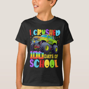 I Crushed 100 Days Of School Kid Boy Monster Truck T-Shirt