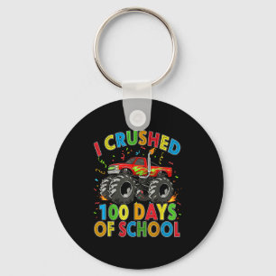 I Crushed 100 Days Of School Monster Truck 100 Day Keychain