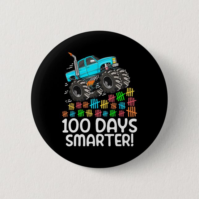 I Crushed 100 Days Of School Monster Truck 100th D 2 Inch Round Button (Front)