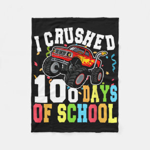 I Crushed 100 Days Of School Monster Truck Boys Fleece Blanket