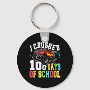 I Crushed 100 Days Of School Monster Truck Boys Keychain