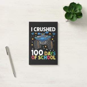 I Crushed 100 Days of School Monster Truck Boys Post-it Notes