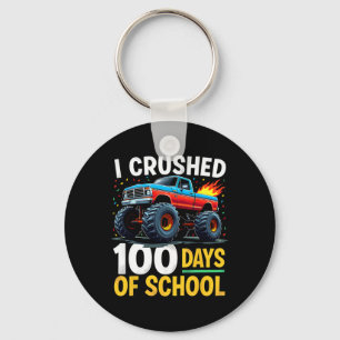 I Crushed 100 Days Of School Monster Truck Boys Te Keychain