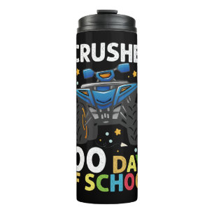 I Crushed 100 Days of School Monster Truck Boys Thermal Tumbler