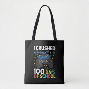 I Crushed 100 Days of School Monster Truck Boys Tote Bag