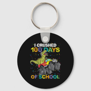 I Crushed 100 Days Of School Monster Truck Dinosau Keychain