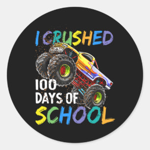 I Crushed 100 Days Of School Monster Truck Kids Bo Classic Round Sticker