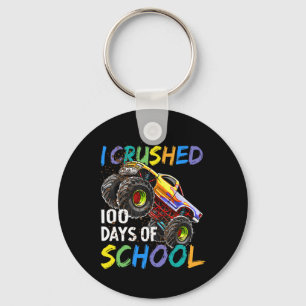 I Crushed 100 Days Of School Monster Truck Kids Bo Keychain