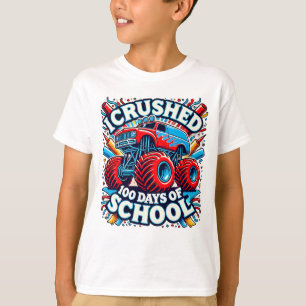 I Crushed 100 Days Of School Monster Truck Kids T-Shirt
