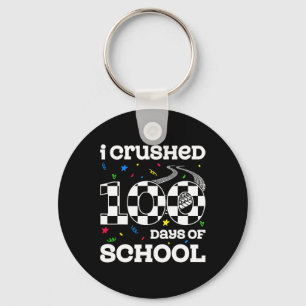 I Crushed 100 Days Of School Race Car Racing Boys Keychain