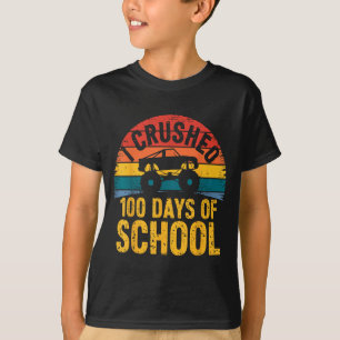 I Crushed 100 Days Of School Truck Lovers Kids Tea T-Shirt