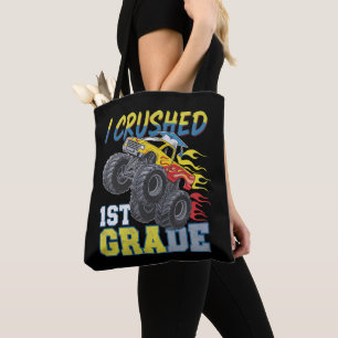 I Crushed 1st Grade Monster Truck Funny Graduation Tote Bag