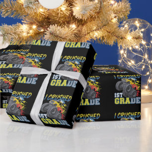 I Crushed 1st Grade Monster Truck Funny Graduation Wrapping Paper