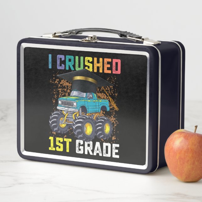 I Crushed 1st Grade Monster Truck Graduation Metal Lunch Box (In Situ)