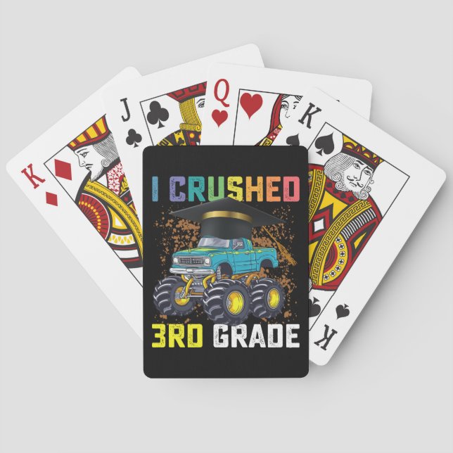 I Crushed 3rd Grade Monster Truck Graduation Playing Cards (Back)