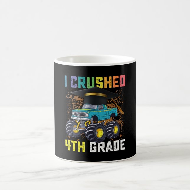 I Crushed 4th Grade Monster Truck Graduation Coffee Mug (Center)
