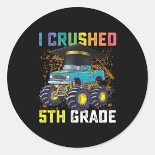I Crushed 5th Grade Monster Truck Graduation Classic Round Sticker
