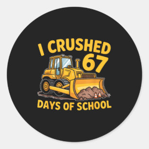 I Crushed 67 Days Of School 67th Day Of School Boy Classic Round Sticker