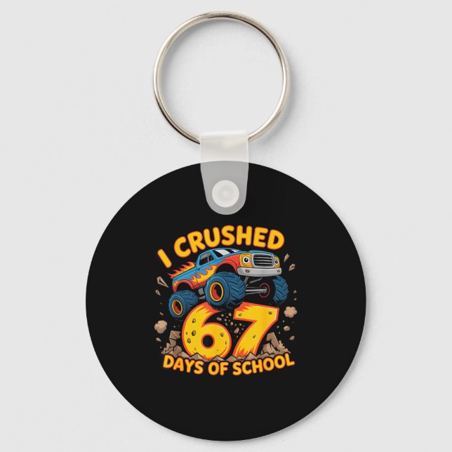 I Crushed 67 Days Of School 67th Day Of School Boy Keychain (Front)