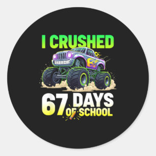 I Crushed 67 Days Of School 6 7 Meme Funny Six Sev Classic Round Sticker