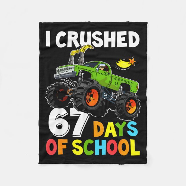 I Crushed 67 Days Of School Funny Six Seven Meme B Fleece Blanket (Front)
