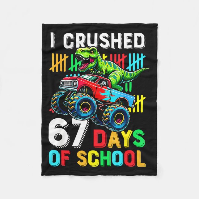 I Crushed 67 Days Of School Funny Six Seven Meme B Fleece Blanket (Front)