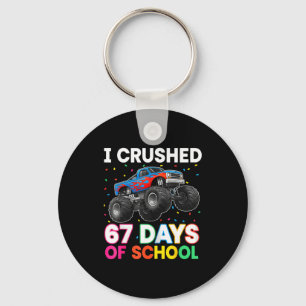 I Crushed 67 Days Of School Monster Teacher Studen Keychain