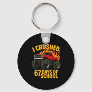 I Crushed 67 Days Of School Monster Truck Boys Tea Keychain
