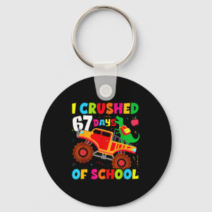 I Crushed 67th Day Of School Dinosaur 67 Days Of S Keychain