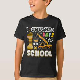 I Crushed Hundred 100 Days of School Yellow Crane T-Shirt