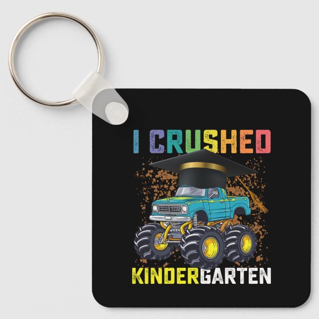 I Crushed Kindergarten Monster Truck Graduation Keychain (Front)