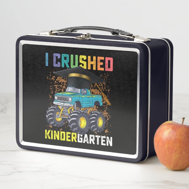 I Crushed Kindergarten Monster Truck Graduation Metal Lunch Box (In Situ)