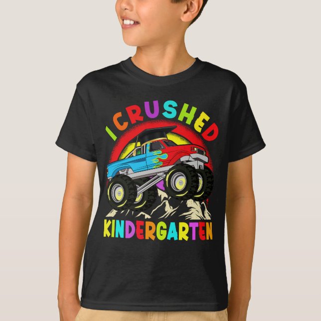 I Crushed Kindergarten Monster Truck Graduation T-Shirt (Front)