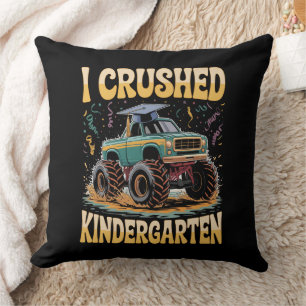 I Crushed Kindergarten Monster Truck Graduation Throw Pillow