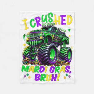 I Crushed Mardi Gras Bruh Monster Truck Mardi Gras Fleece Blanket
