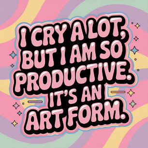 i cry a lot but i'm so productive  watercolor square sticker